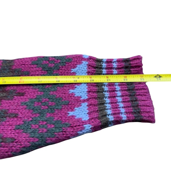 SUNDANCE Size XXL Folk Tale Cardigan Fair Isle Boxy Wool Blend Magenta - Picture 8 of 12